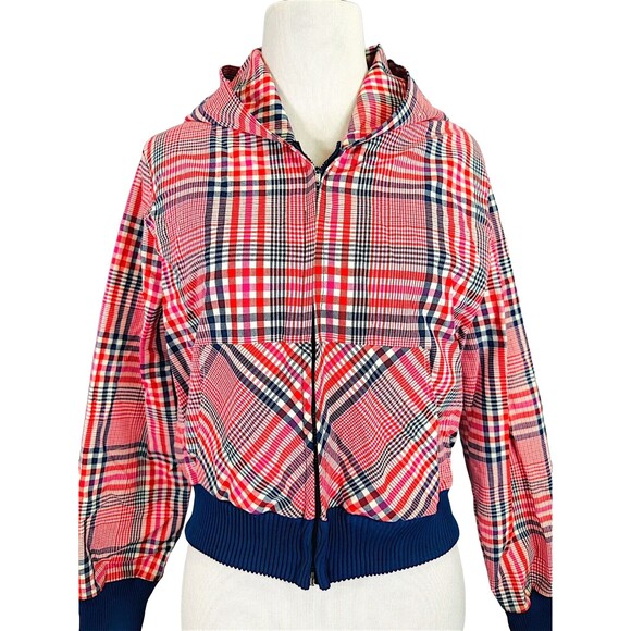 Vintage Cropped Plaid Hooded Lightweight Jacket - Picture 2 of 16